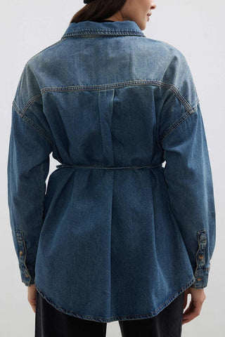 Belted Denim Shirt Blue