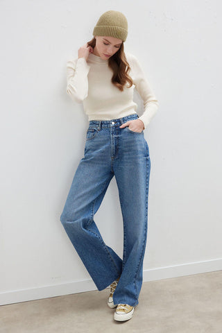 1975 Palazzo Fit Jeans Mavi