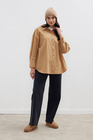 Oversize Basic Shirt Camel