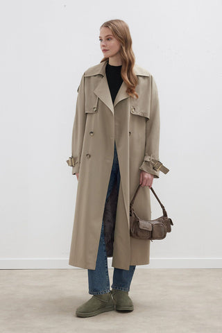 Trench Coat With Detachable Storm Flap Desert Sand