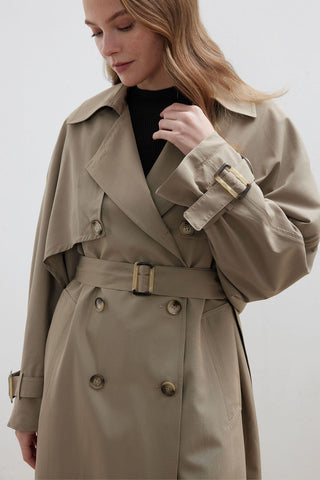 Trench Coat With Detachable Storm Flap Desert Sand