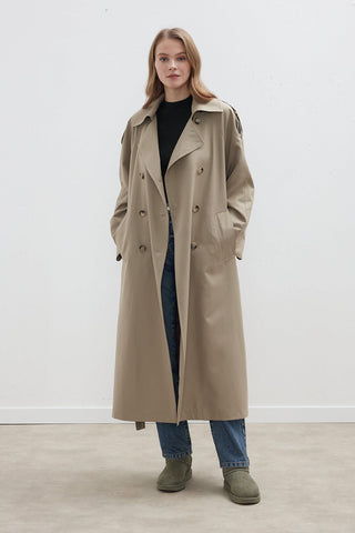 Trench Coat With Detachable Storm Flap Desert Sand