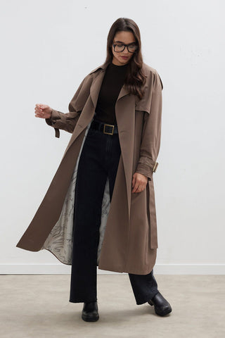 Trench Coat With Detachable Storm Flap Mink