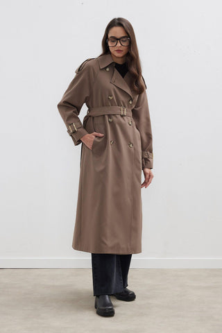 Trench Coat With Detachable Storm Flap Mink