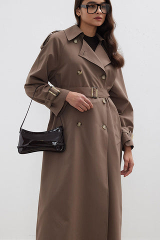 Trench Coat With Detachable Storm Flap Mink