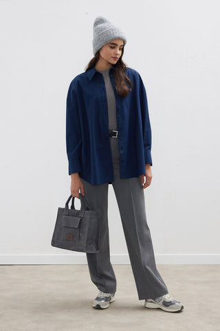 Oversize Basic Shirt Navy Blue