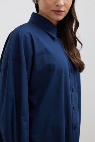 Oversize Basic Shirt Navy Blue