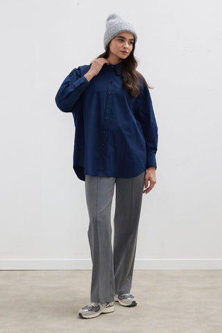 Oversize Basic Shirt Navy Blue