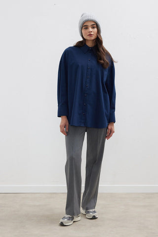 Oversize Basic Shirt Navy Blue