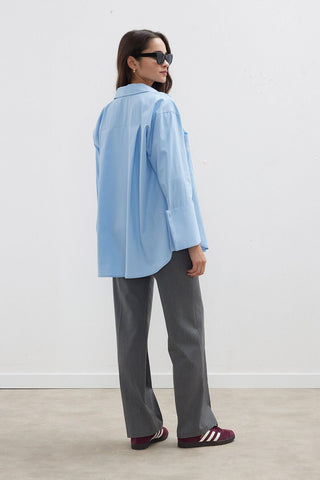 Wide Cuff Shirt Blue