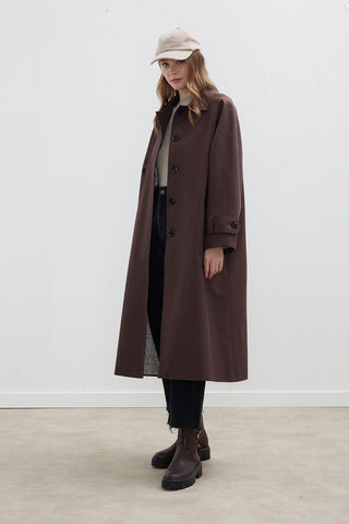 Button Front Trench Coat Brown