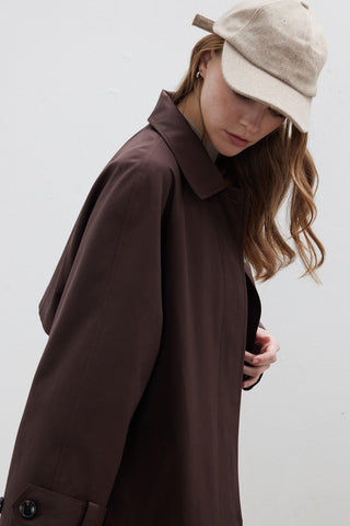 Button Front Trench Coat Brown