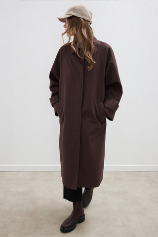 Button Front Trench Coat Brown