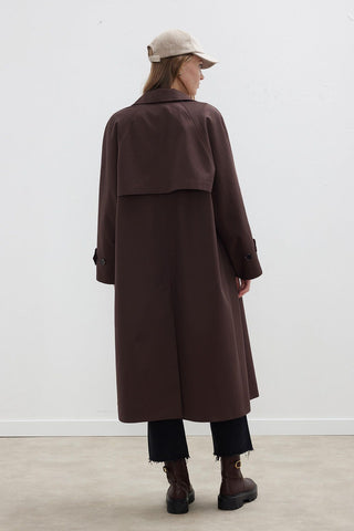 Button Front Trench Coat Brown