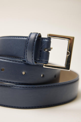 Square Buckle Belt Navy Blue