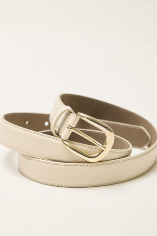 Lined Belt With Contrast Stitching Beige