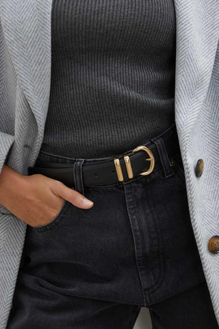 Oval Buckle Belt Black