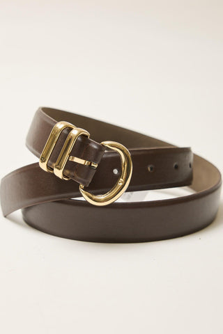 Oval Buckle Belt Dark Brown