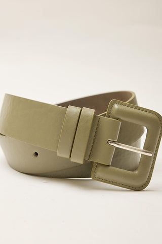 Leather Coated Thick Belt Green