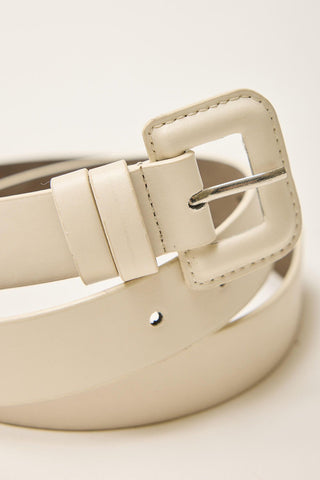 Thin Leather Coated Belt Beige