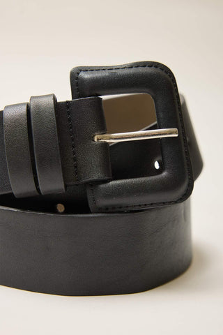 Leather Coated Thick Belt Black