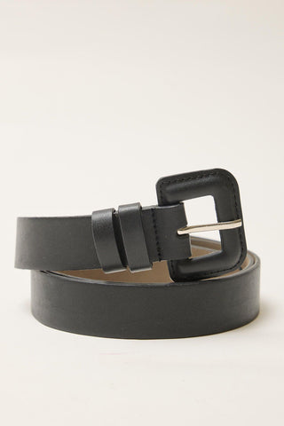 Thin Leather Coated Belt Black