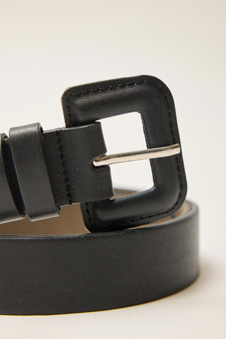 Thin Leather Coated Belt Black