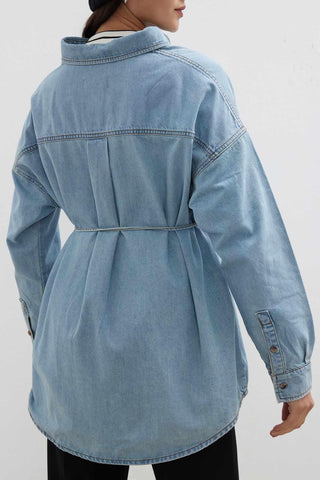 Belted Denim Shirt Light Blue