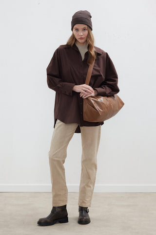 Oversize Basic Shirt Dark Brown