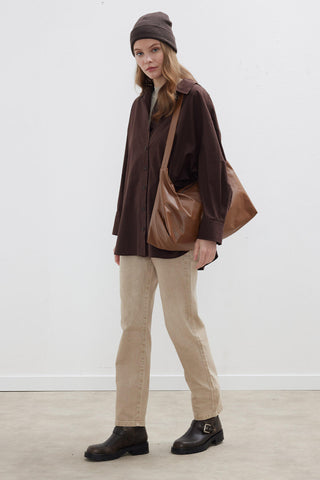 Oversize Basic Shirt Dark Brown