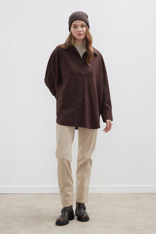 Oversize Basic Shirt Dark Brown