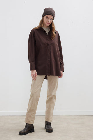 Oversize Basic Shirt Dark Brown