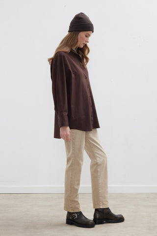 Oversize Basic Shirt Dark Brown