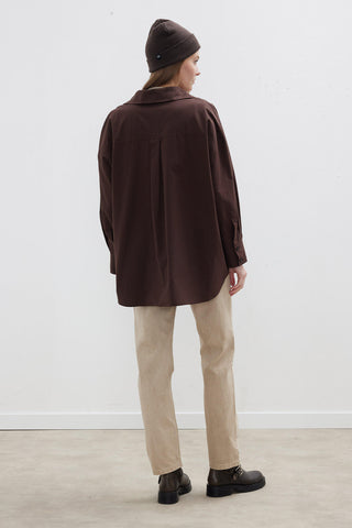 Oversize Basic Shirt Dark Brown