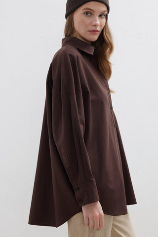 Oversize Basic Shirt Dark Brown