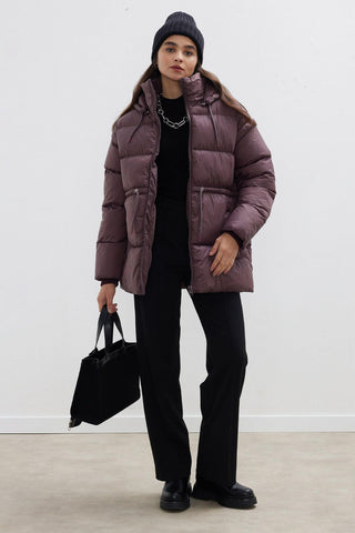 Detachable Sleeve Puffer Jacket Damson