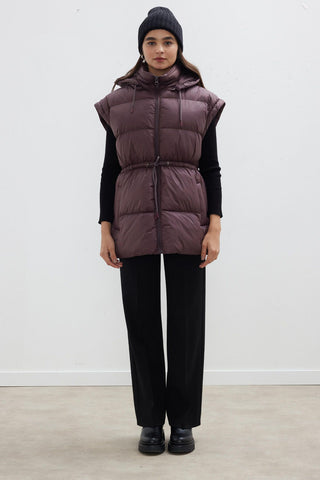 Detachable Sleeve Puffer Jacket Damson