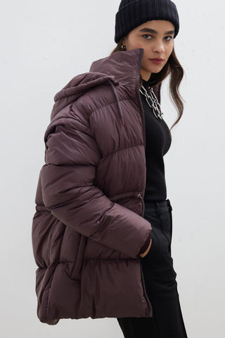 Detachable Sleeve Puffer Jacket Damson