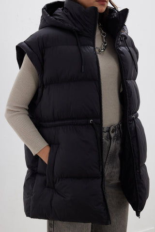 Detachable Sleeve Puffer Jacket Black