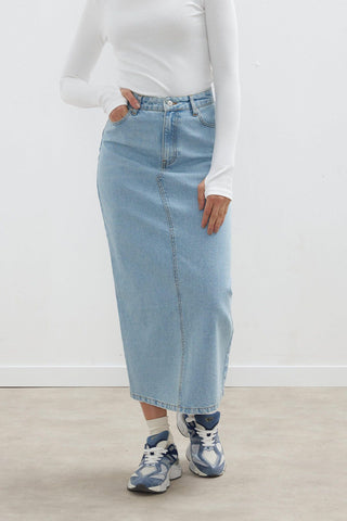 Denim Pencil Skirt Light Blue