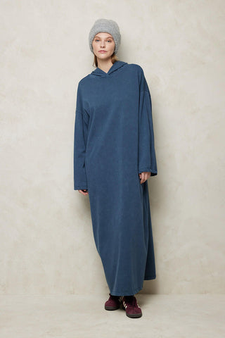 Faded Effect Hooded Sweat Dress Navy Blue