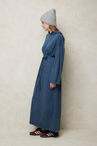 Faded Effect Hooded Sweat Dress Navy Blue