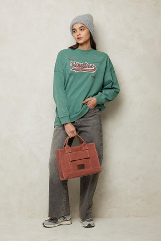 Faded Effect Print Sweatshirt Green