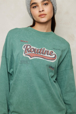 Faded Effect Print Sweatshirt Green