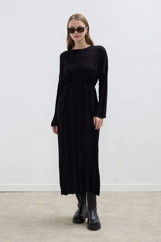 Ribbed Knit Dress Black