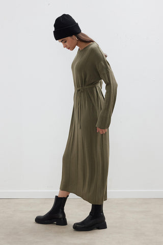 Ribbed Knit Dress Khaki