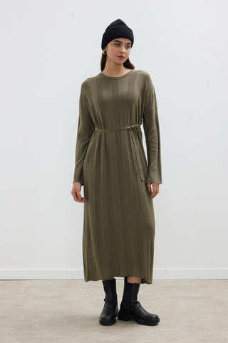 Ribbed Knit Dress Khaki