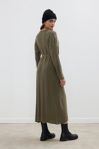 Ribbed Knit Dress Khaki