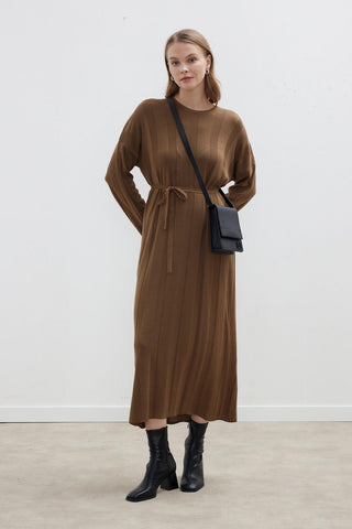 Ribbed Knit Dress Camel