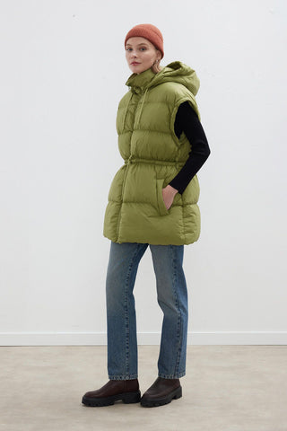 Detachable Sleeve Puffer Jacket Green